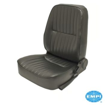 Sitz-mit-verstellbarer-Rückenlehne-und-Hebel-für-Heckeinstieg-niedriger-Rückenlehne-vorne-schwarzes-Vinyl-links-VW-Kaefer-62-2950-0